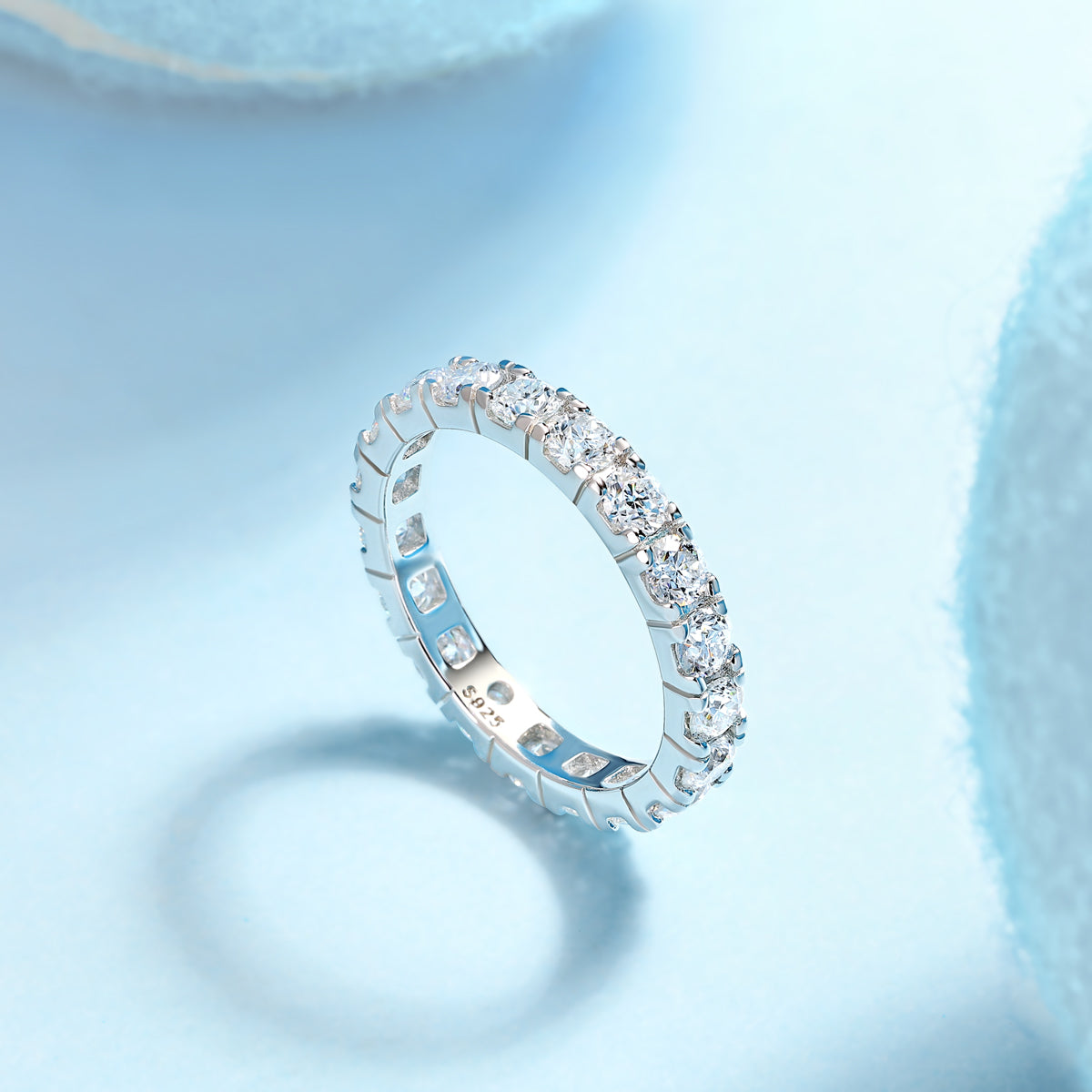 925 Sterling Silver Eternity Ring for Women – Full Round Cut Band Ring | Luxury Stackable Wedding Jewelry