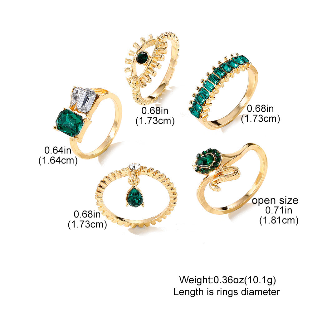 Emerald Gold Rings Set – Elegant Minimal Luxury Jewelry for Women
