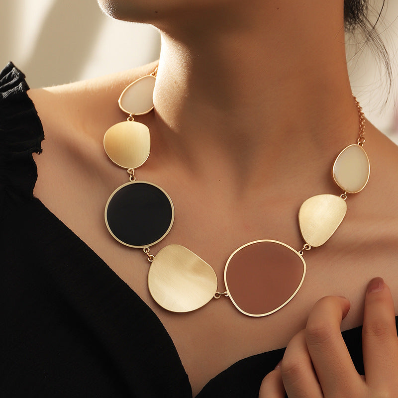 uxury Geometric Gold Statement Necklace for Women | Modern Chic Jewelry
