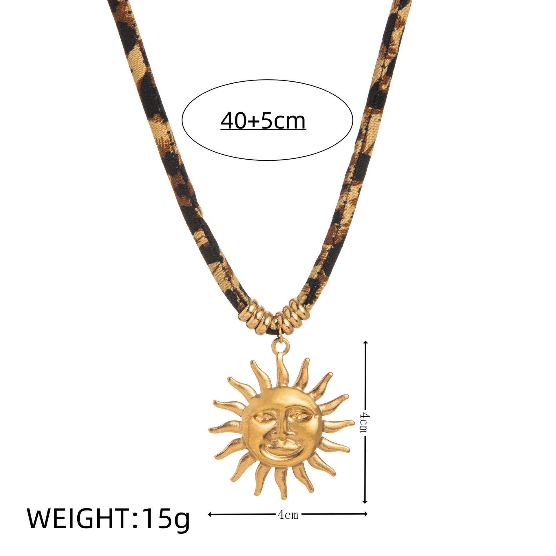 Geometric Pendant Rope Necklace | Leopard Print Statement | Luvia