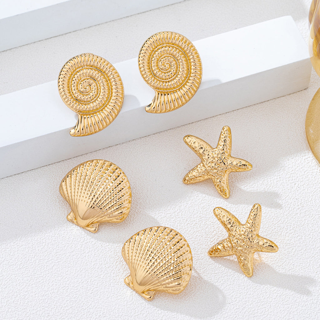 Gold Seashell Earring Set | Ocean-Inspired Jewelry for Women