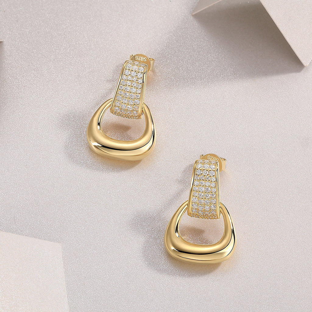 Moissanite Doorknocker Earrings – 18K Gold Plated S925 Silver | GRA Certified