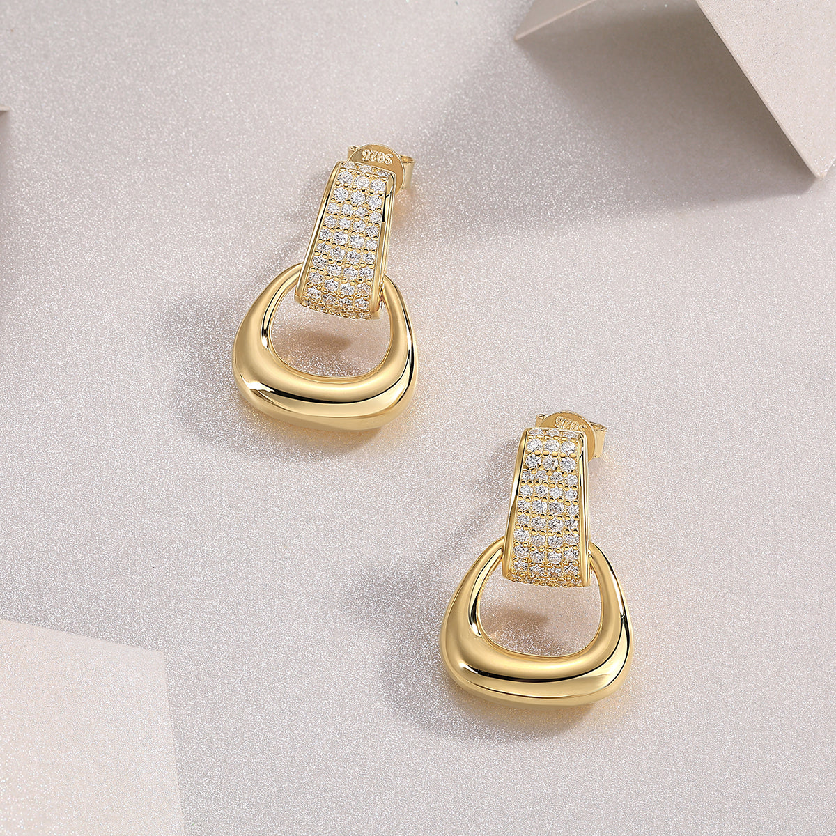 Moissanite Doorknocker Earrings – 18K Gold Plated S925 Silver | GRA Certified