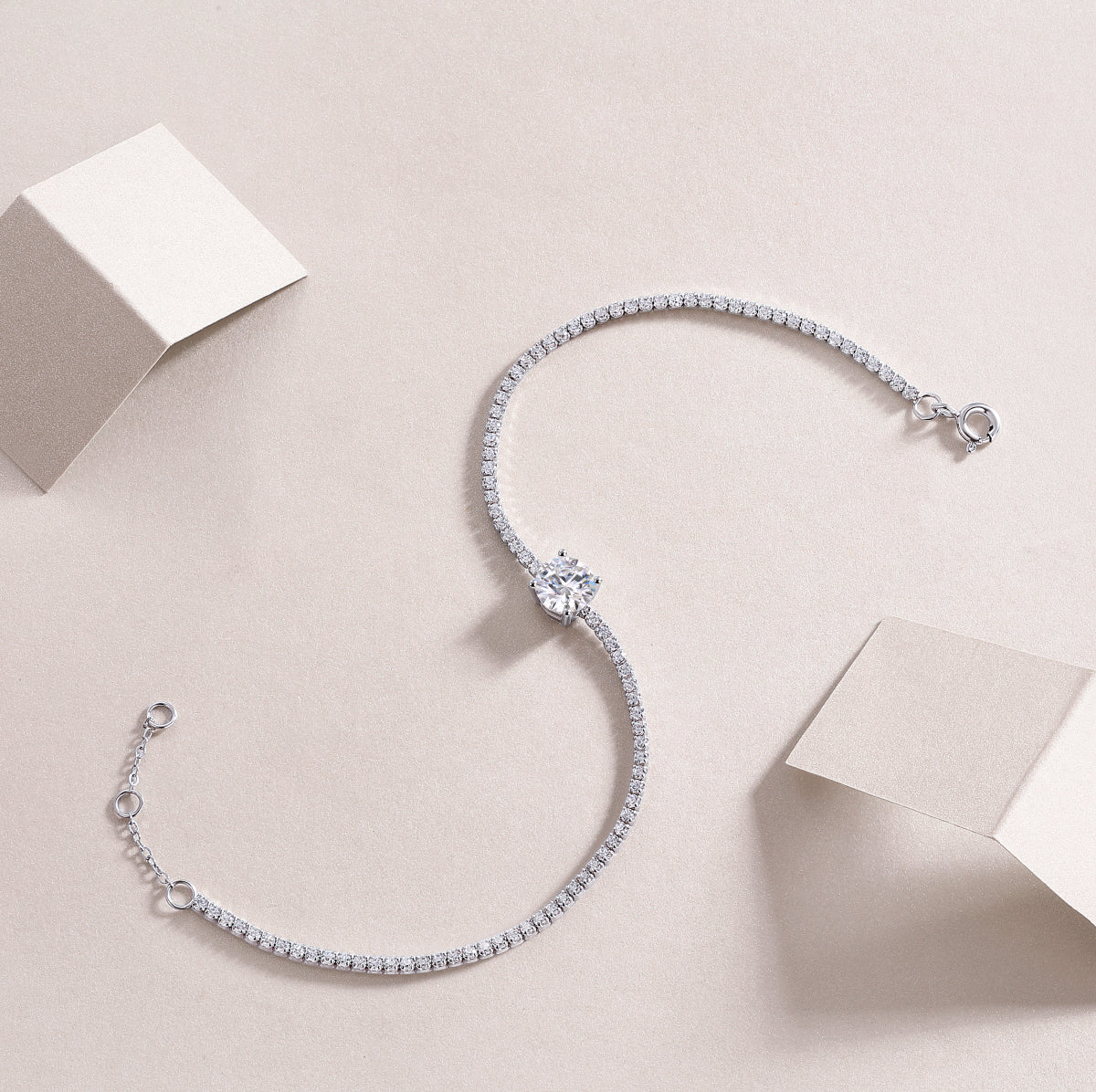 1-Carat Moissanite Bracelet | S925 Sterling Silver | Luvia