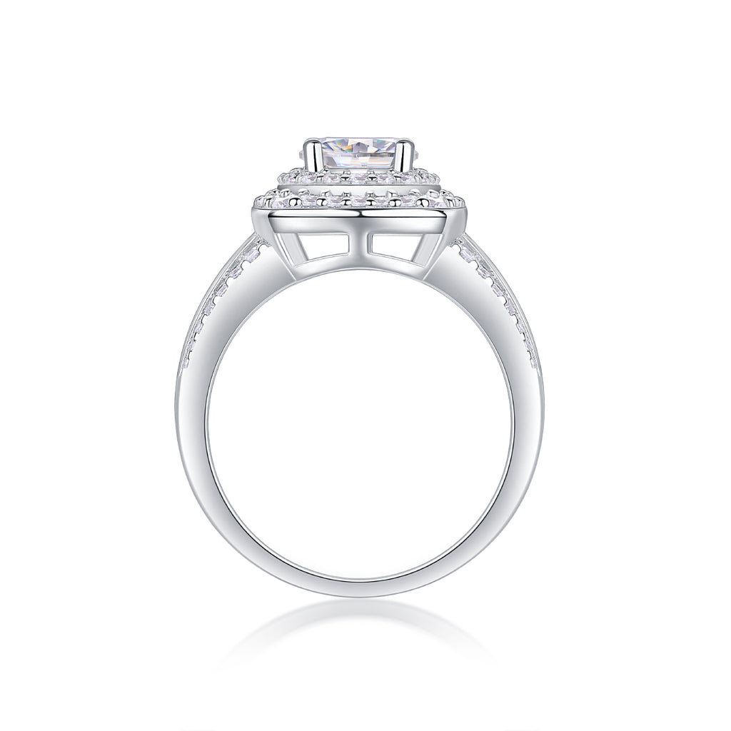 925 Sterling Silver Double Halo Engagement Ring for Women – Cushion Cut Luxury Statement Ring | Elegant Bridal Jewelry