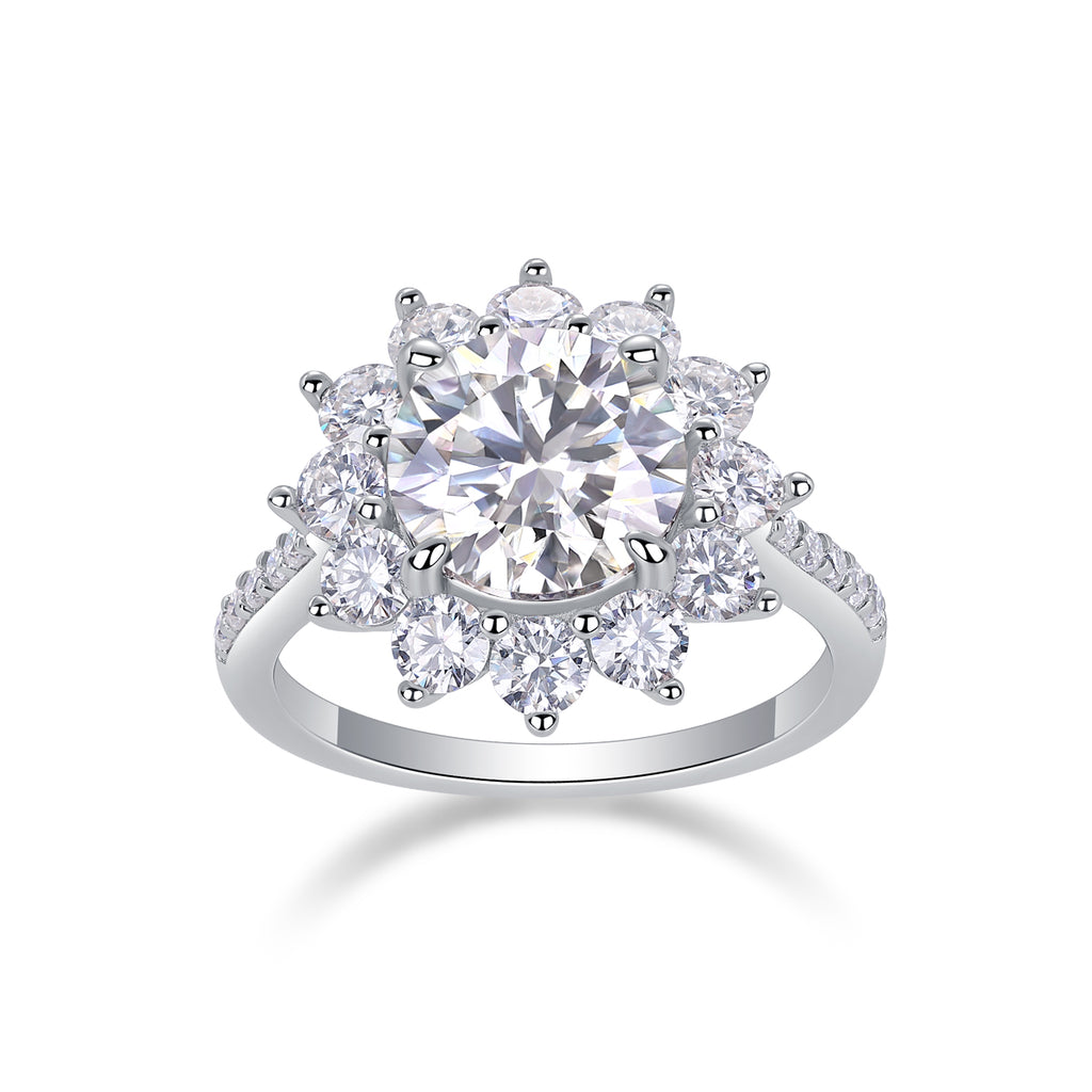 Luxury Halo Engagement Ring for Women – Brilliant Cut Crystal Statement Ring | Elegant Wedding Jewelry