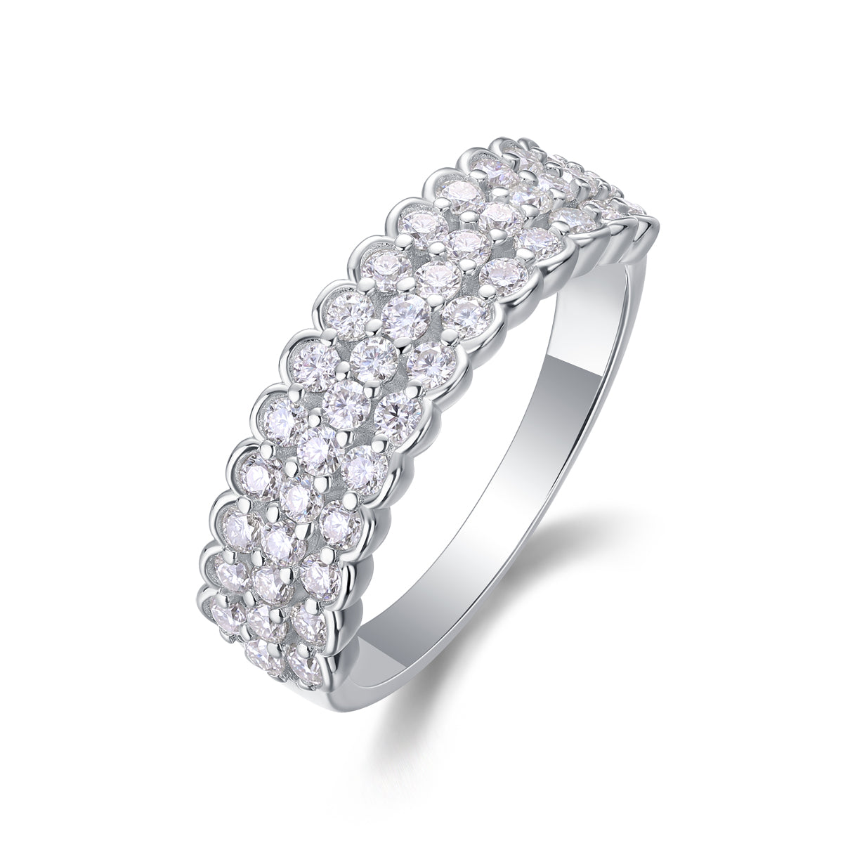 Cascade Moissanite Ring | Multi-Row S925 Sterling Silver