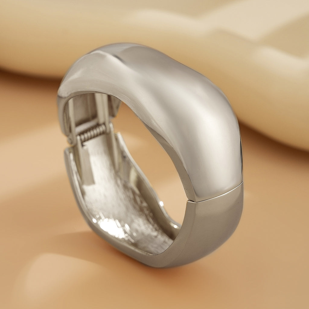 Wide Geometric Cuff Bracelet | Glossy Statement | Luvia