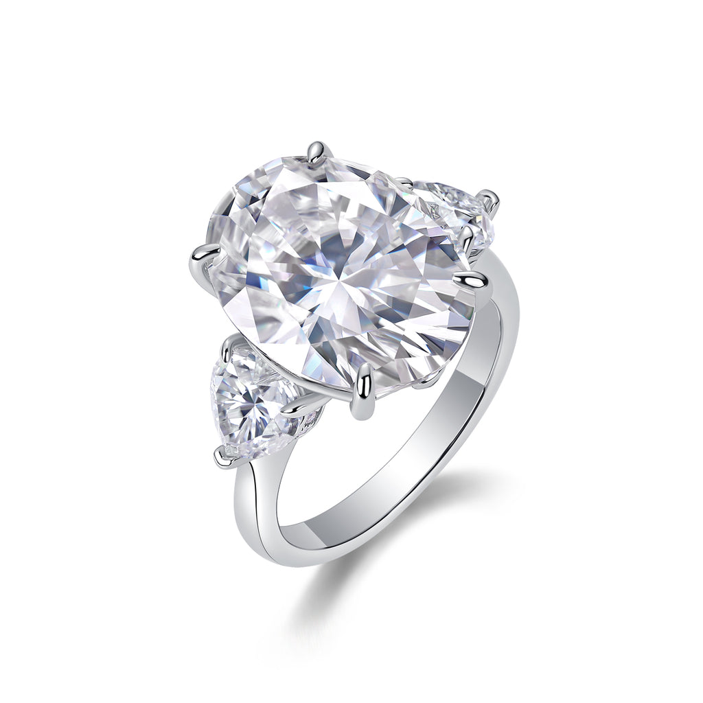 Oval Moissanite Ring – 925 Sterling Silver | Platinum Plated | Sizes 5-9