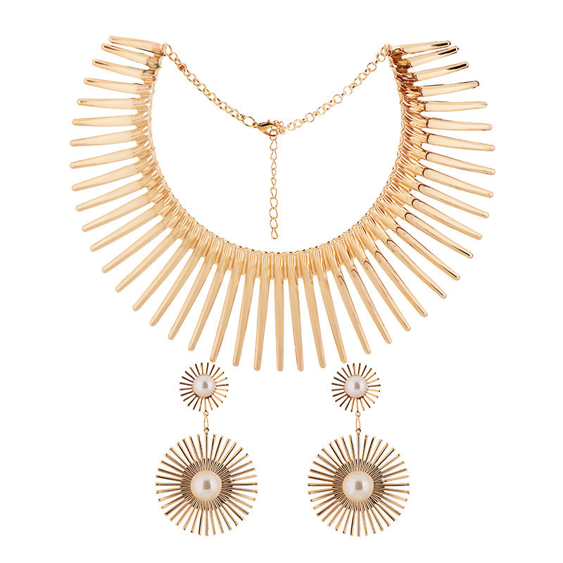 Flower Sun Collar & Earring Set | Gold & Silver | Luvia
