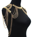 Metal texture tassel double shoulder chain