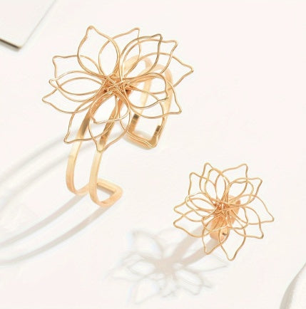 Boho Gold Flower Ring & Bracelet | Beach Festival Jewelry