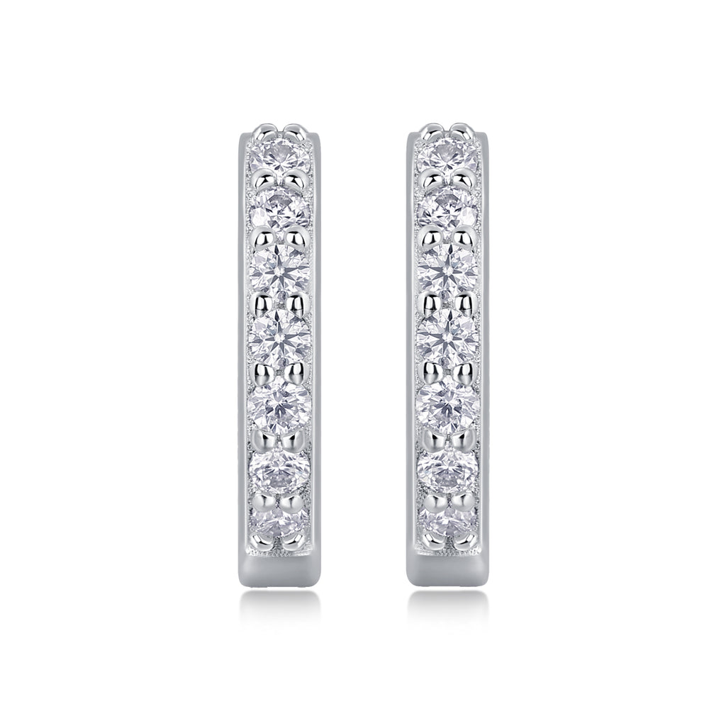 925 Sterling Silver Pave Hoop Earrings for Women – Minimalist Huggie Hoops | Elegant Everyday Jewelry