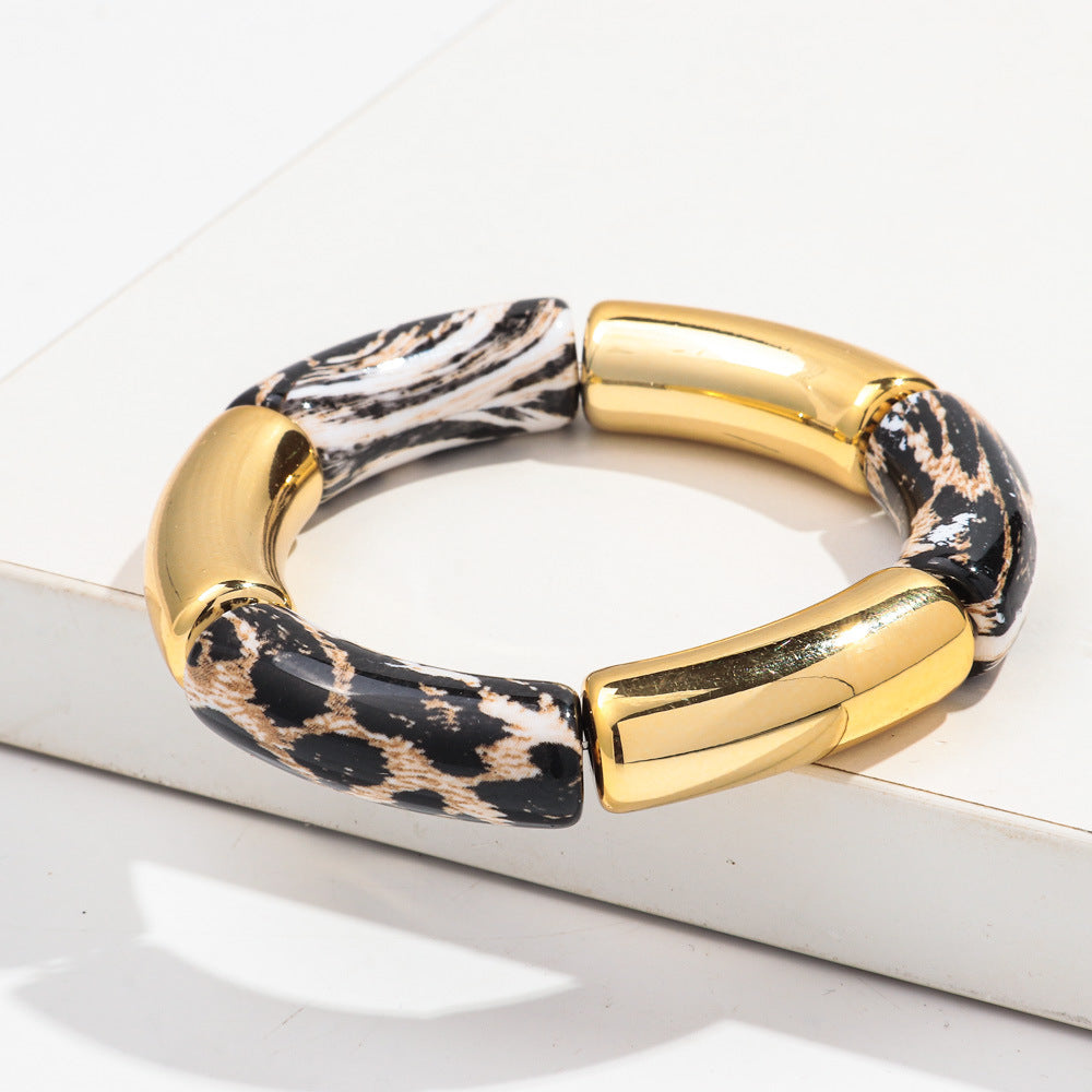 Gold & Animal Print Resin Bangle Bracelet – Stacked Luxury