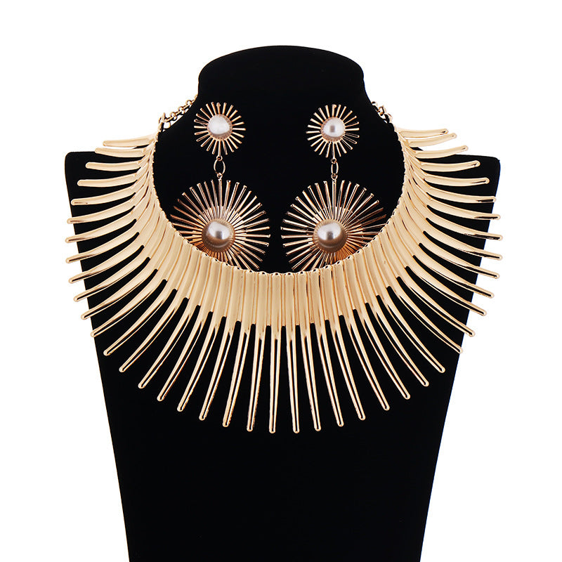 Flower Sun Collar & Earring Set | Gold & Silver | Luvia