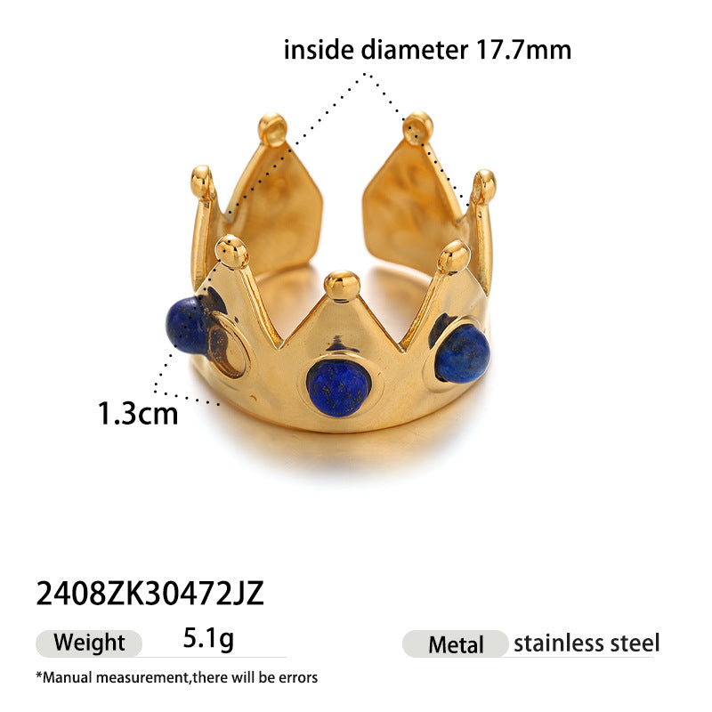 Luxury Gold Statement Rings Set – Lapis Lazuli & Mother of Pearl Jewelry | Luvia