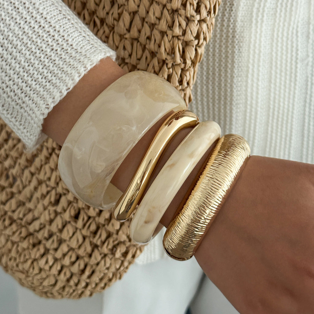 Elegant Gold & Marble Bangle Set – Timeless Chic Style