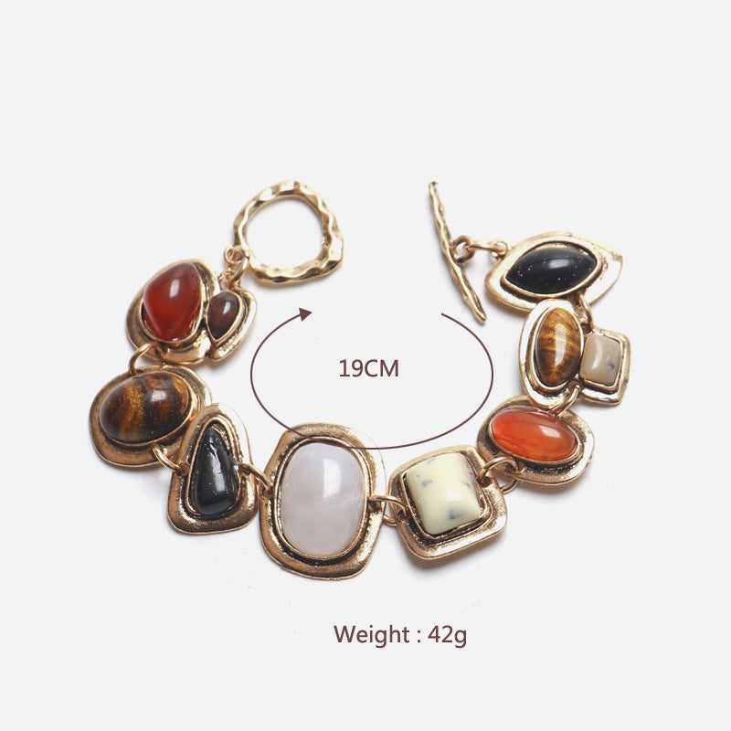 Multi-Stone Gold Bracelet Bohemian Style