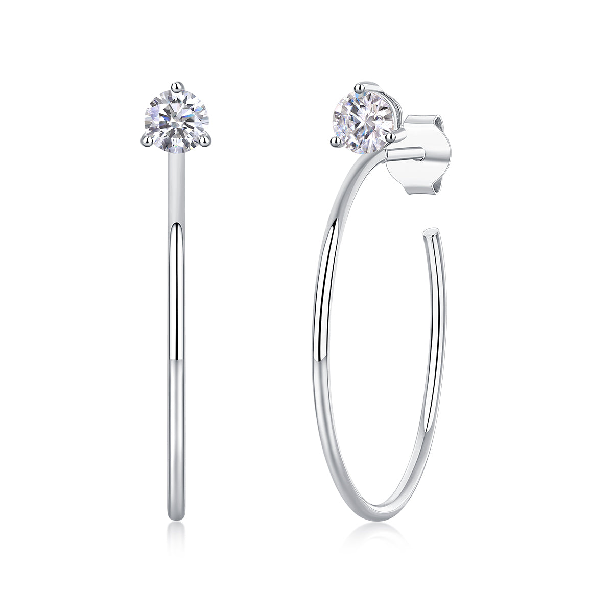 Moissanite Stud Earrings | Luxury Diamond Silver