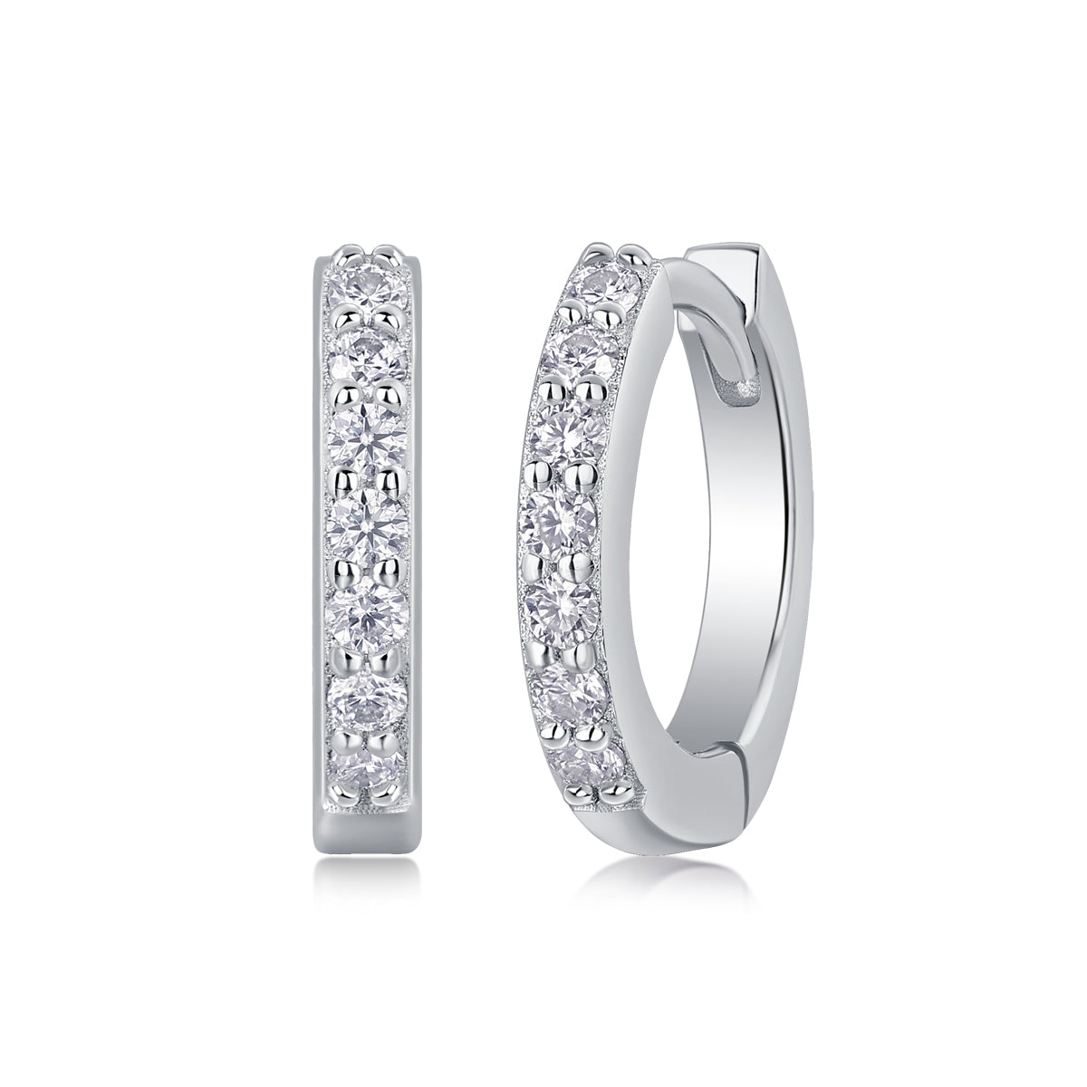 925 Sterling Silver Pave Hoop Earrings for Women – Minimalist Huggie Hoops | Elegant Everyday Jewelry