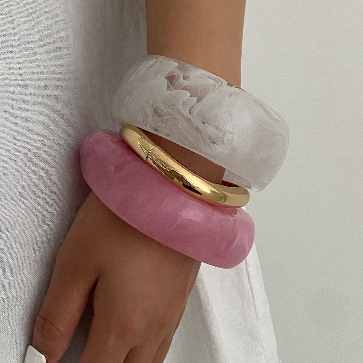 Ombre Acrylic Wide Cuff Bracelet | Modern Art