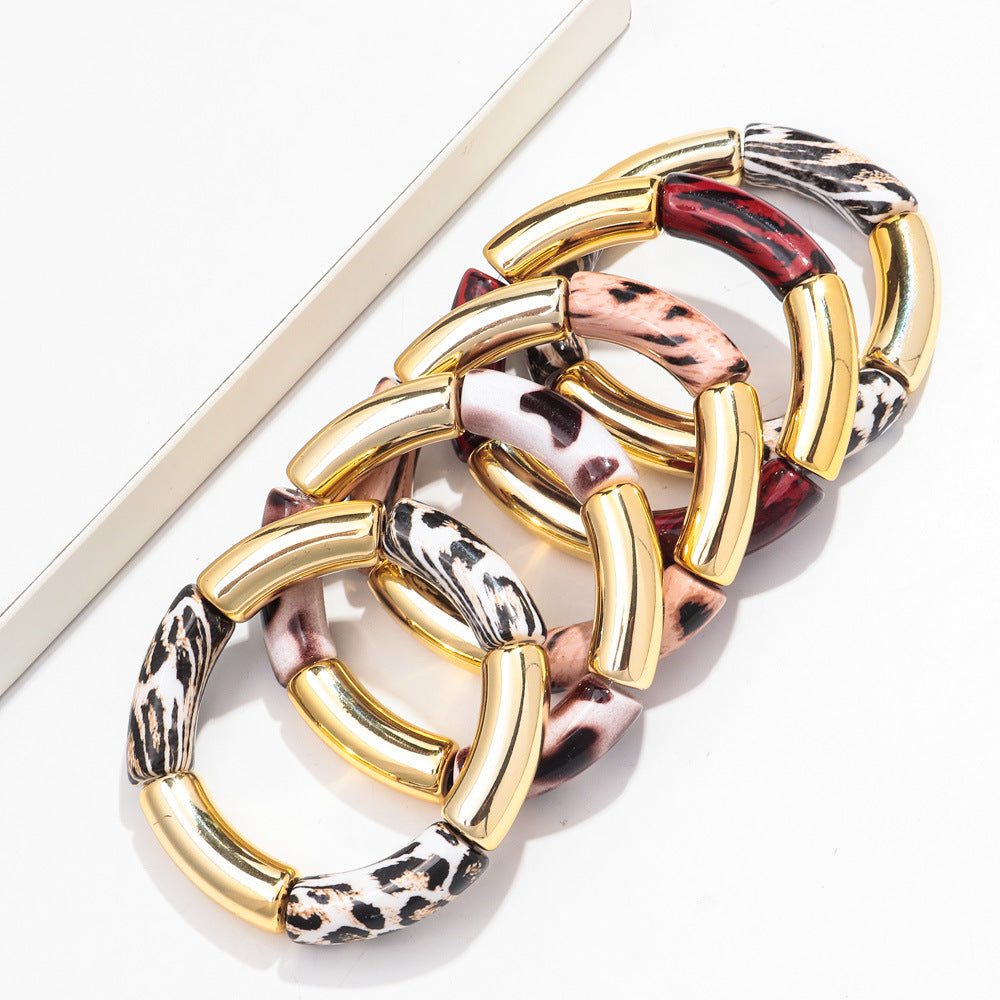 Gold & Animal Print Resin Bangle Bracelet – Stacked Luxury