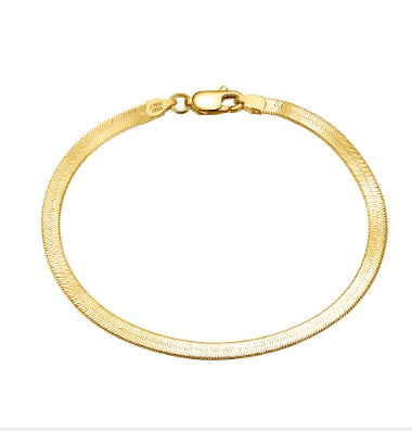 Flat Snake Chain Bracelet | S925 Sterling Silver | Luvia