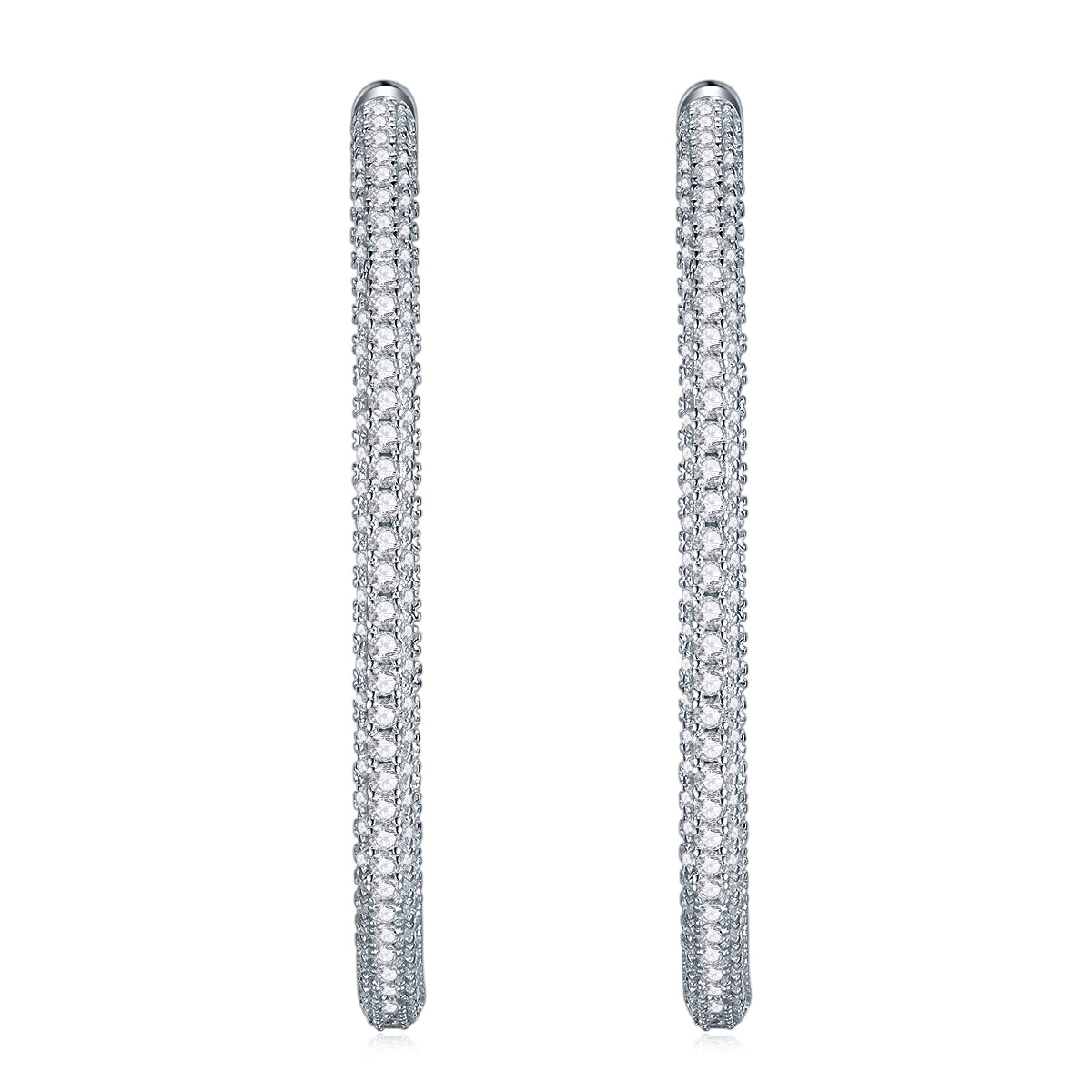 925 Sterling Silver Full Pave Hoop Earrings for Women – Diamond Look Statement Hoops | Luxury Elegant Jewelry