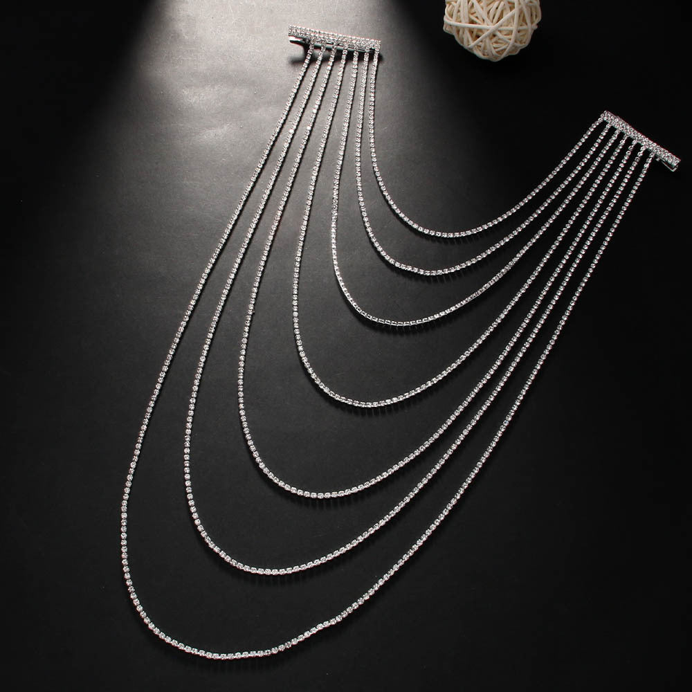 Luxury Crystal Fringe Hair Clip for Women – Silver Statement Hair Accessory | Elegant Rhinestone Chain Barrette