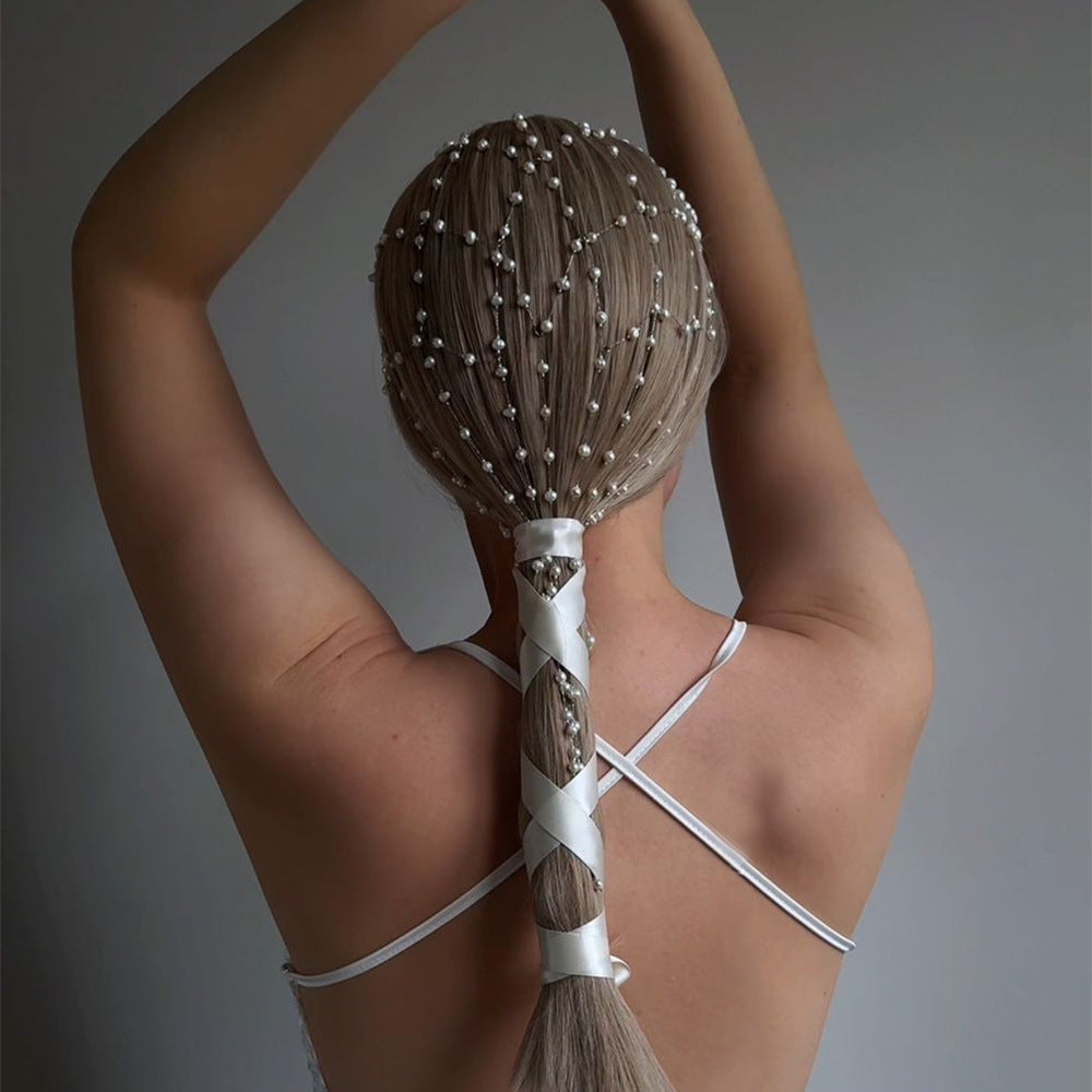 Luxury Pearl Chain Headpiece for Women – Statement Hair Jewelry | Elegant Bridal