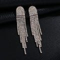 Luxury Crystal Tassel Drop Earrings | Long Rhinestone Fringe | Gold Silver & Multicolor