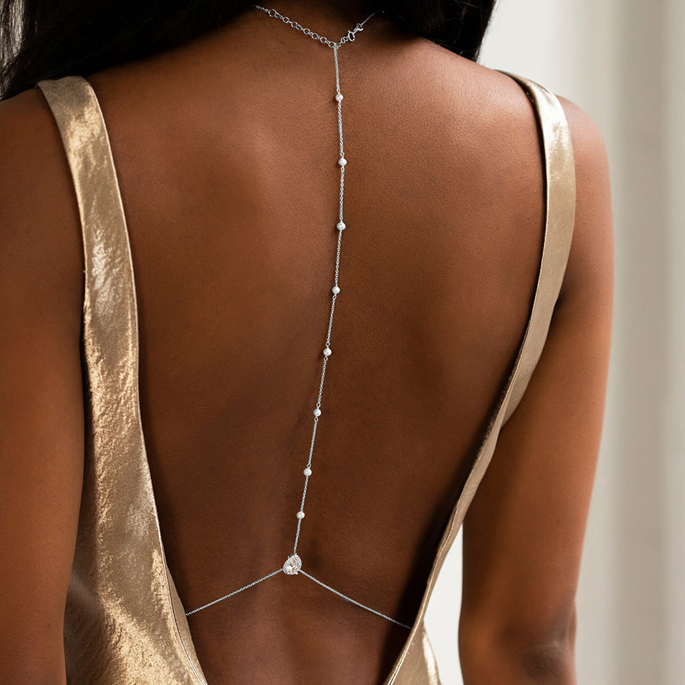 Pearl Tassel Backless Body Chain | Evening Glamour
