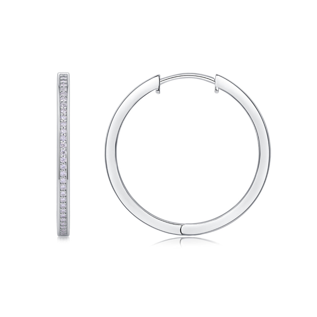925 Sterling Silver Large Hoop Earrings for Women – Pave Diamond Look Hoops | Elegant Statement Jewelry