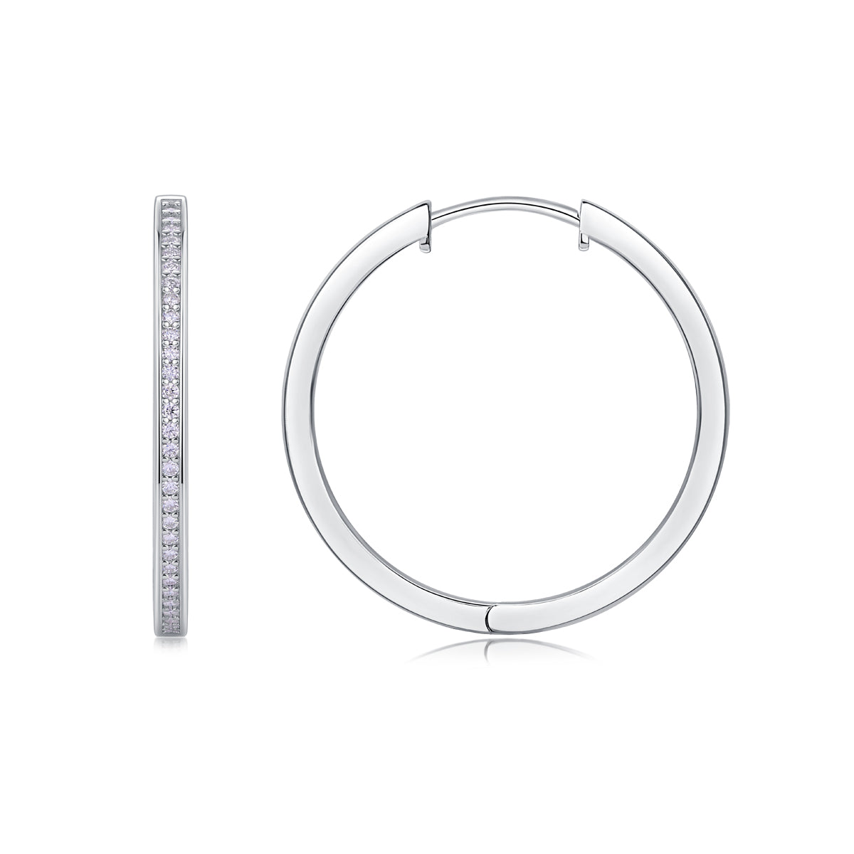 925 Sterling Silver Large Hoop Earrings for Women – Pave Diamond Look Hoops | Elegant Statement Jewelry