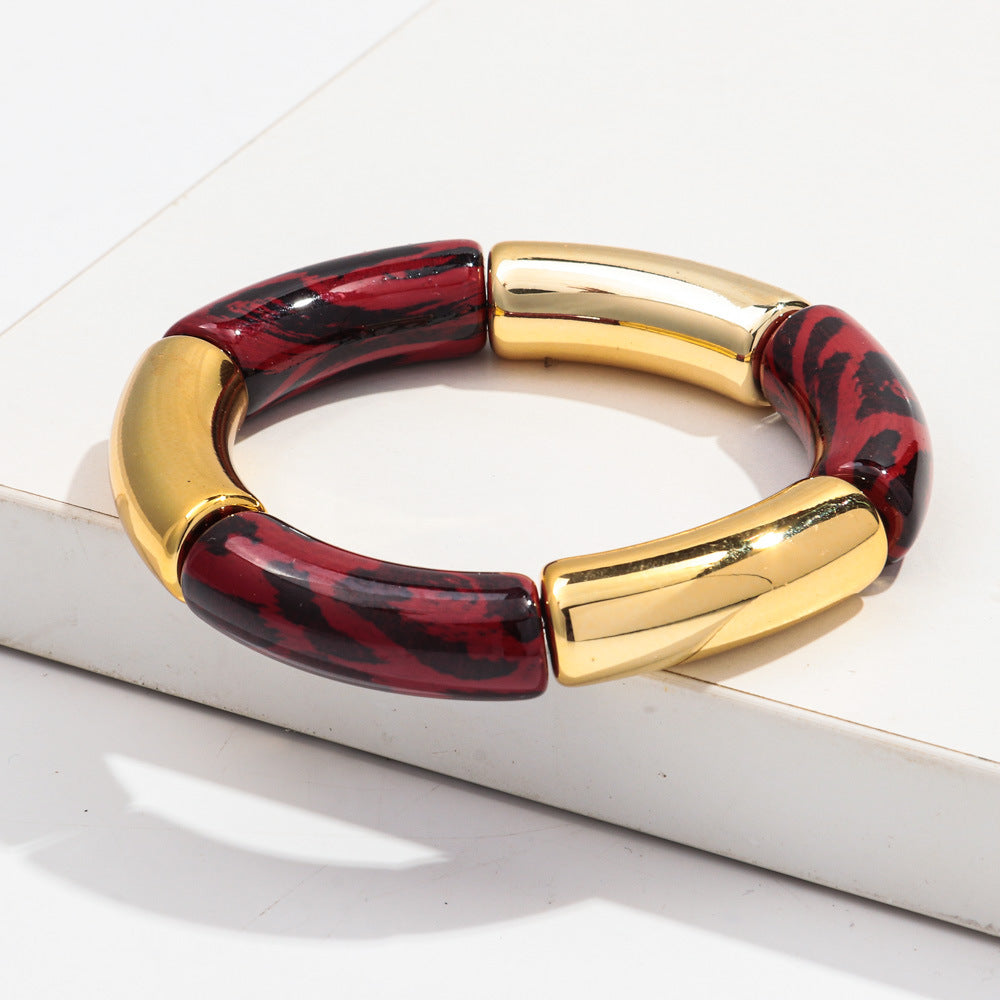 Gold & Animal Print Resin Bangle Bracelet – Stacked Luxury