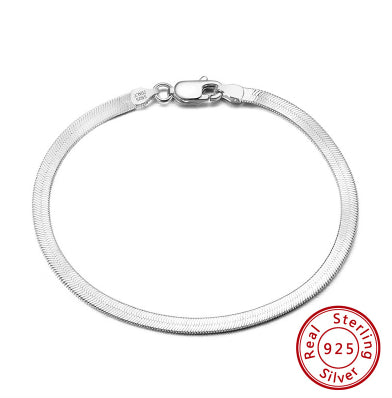 Flat Snake Chain Bracelet | S925 Sterling Silver | Luvia
