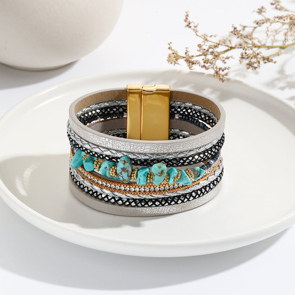 Azure Edge | Turquoise Leather Cuff Bracelet