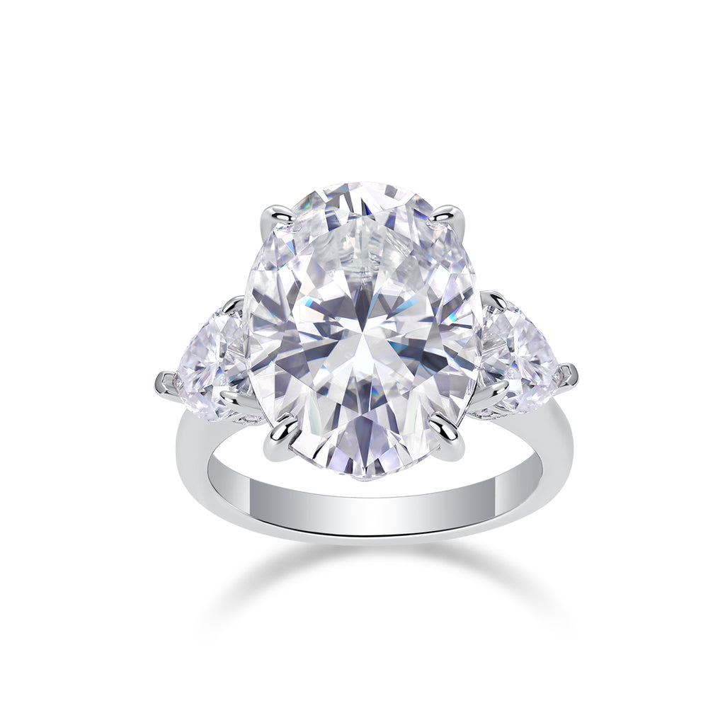 Oval Moissanite Ring – 925 Sterling Silver | Platinum Plated | Sizes 5-9