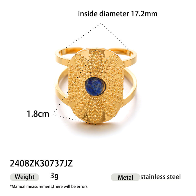 Luxury Gold Statement Rings Set – Lapis Lazuli & Mother of Pearl Jewelry | Luvia