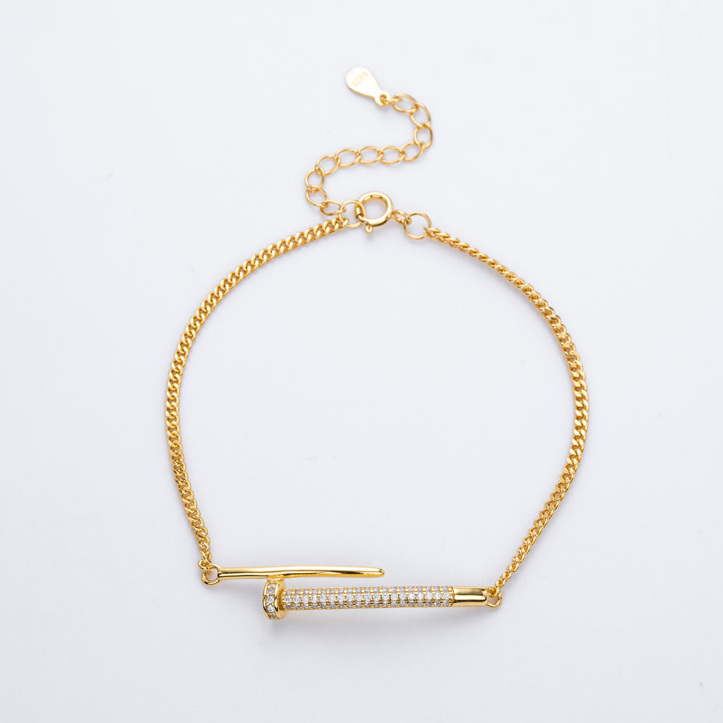 Zircon Rivet Silver Bracelet