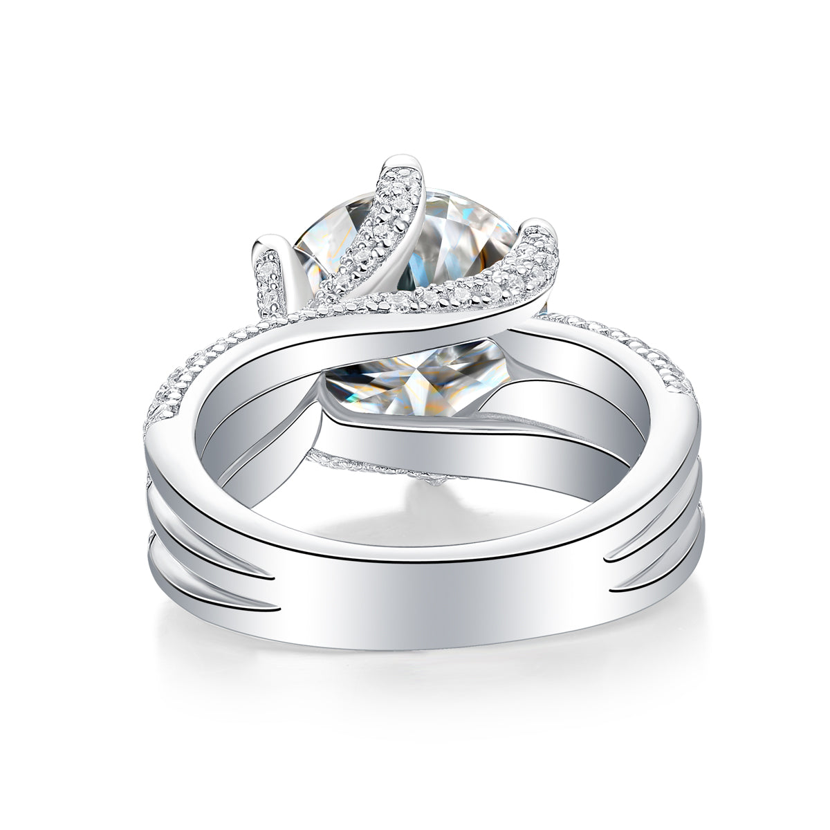 5 Carat Moissanite Bridal Ring Set – 925 Sterling Silver | Eternity Band