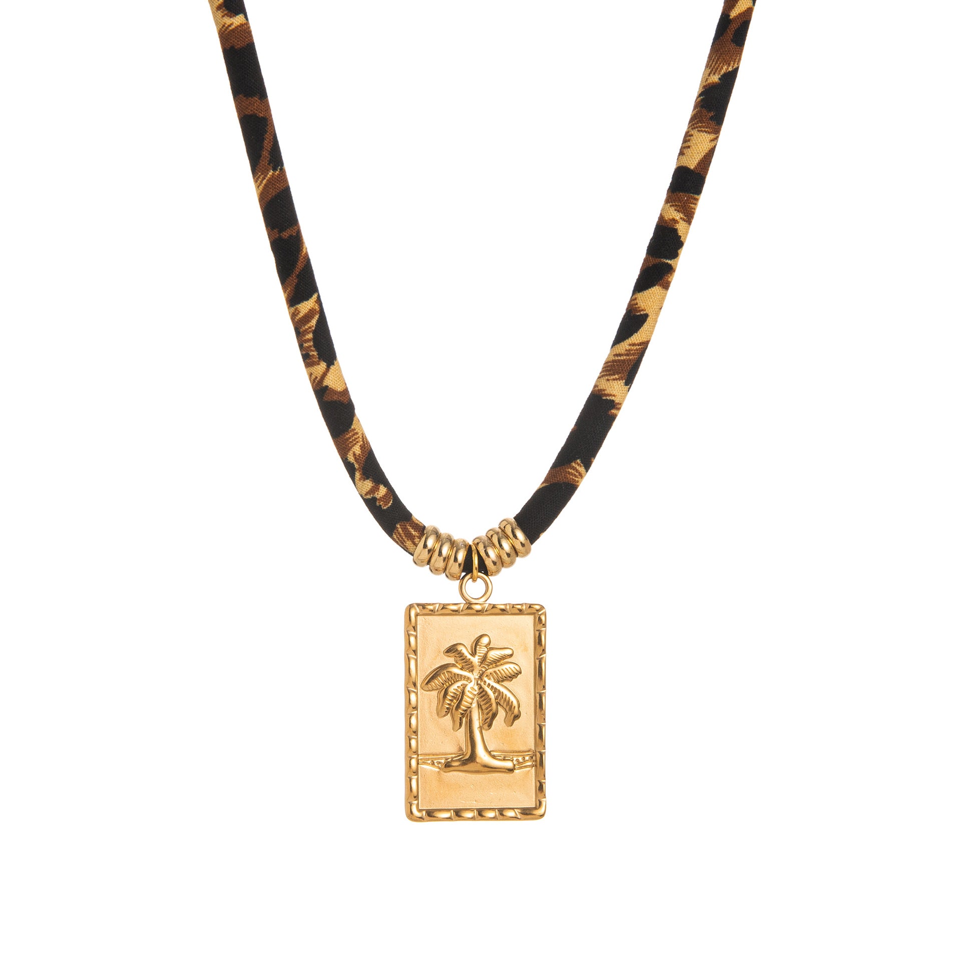 Geometric Pendant Rope Necklace | Leopard Print Statement | Luvia