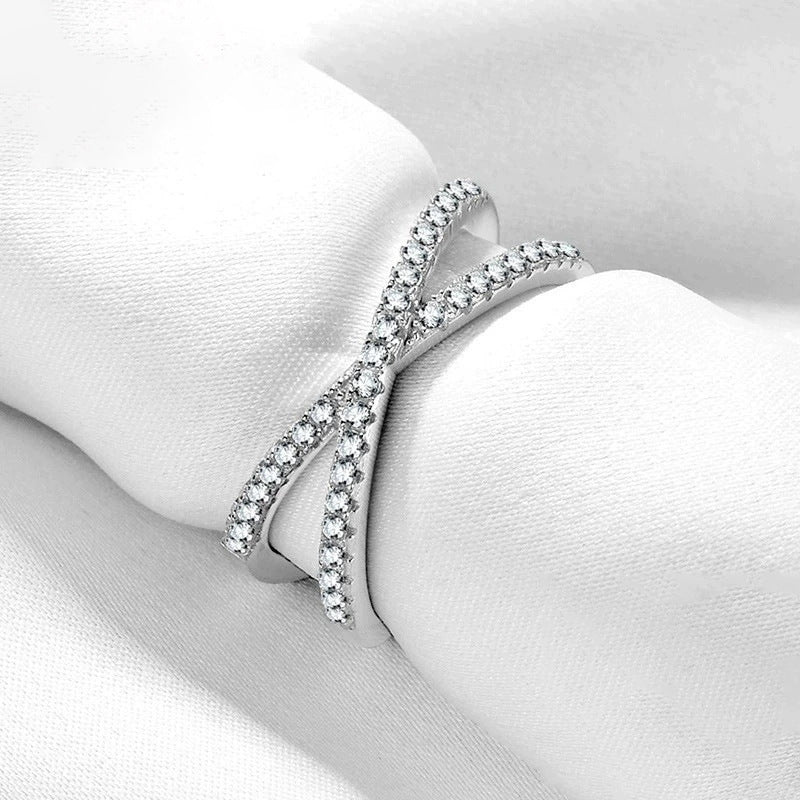 S925 Double Row Zircon Ring | Sterling Silver Elegance