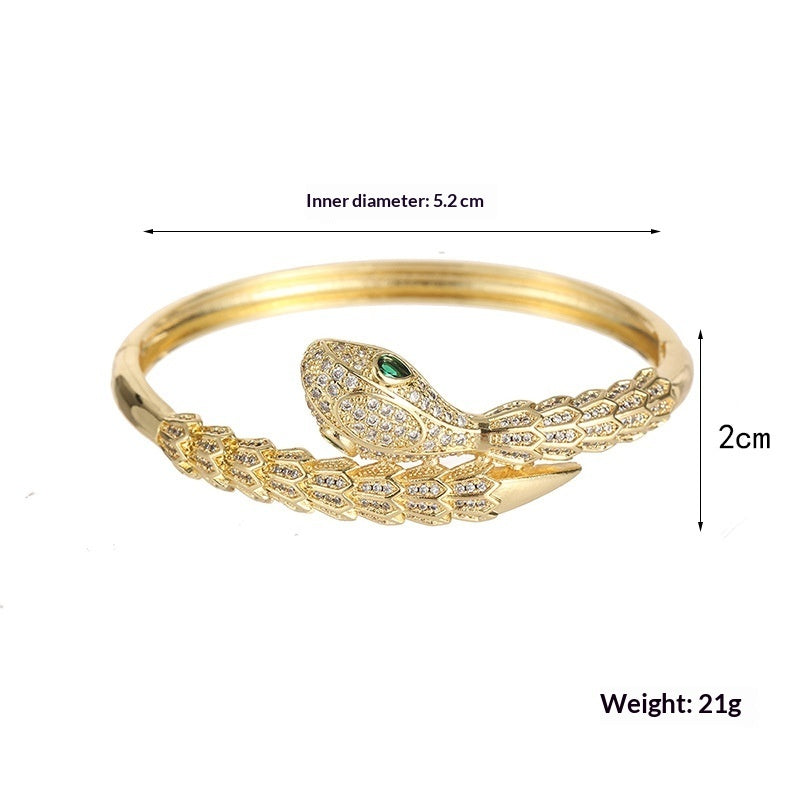 Snake-Style Zircon Bracelet | Bold Elegance