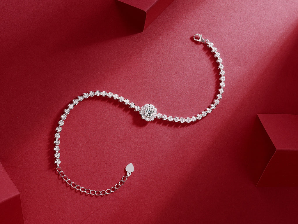 925 Sterling Silver Tennis Bracelet for Women – Round Cut Diamond Look Bracelet | Elegant Minimal Jewelry