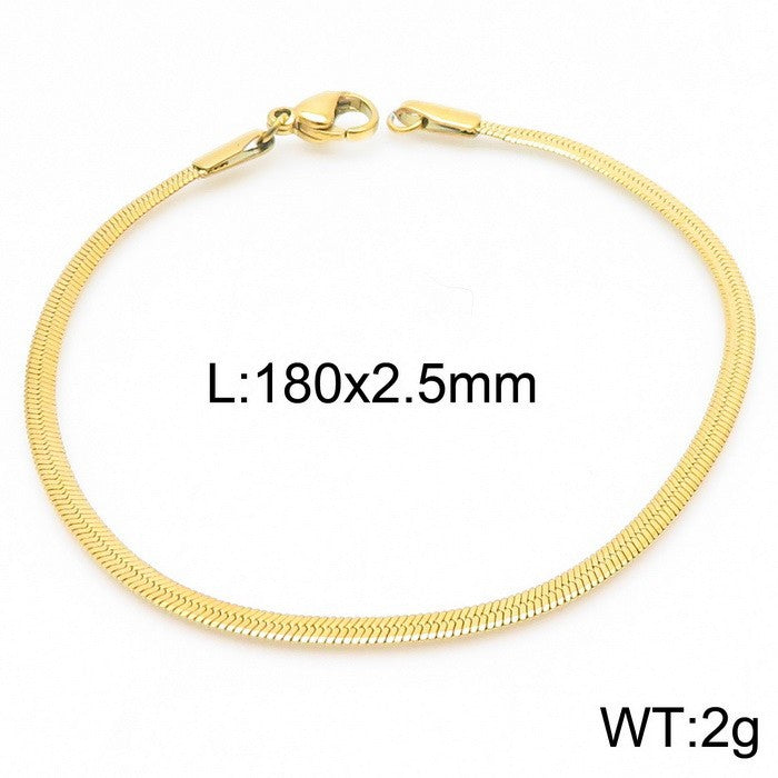 Flat Snake Chain Bracelet | S925 Sterling Silver | Luvia