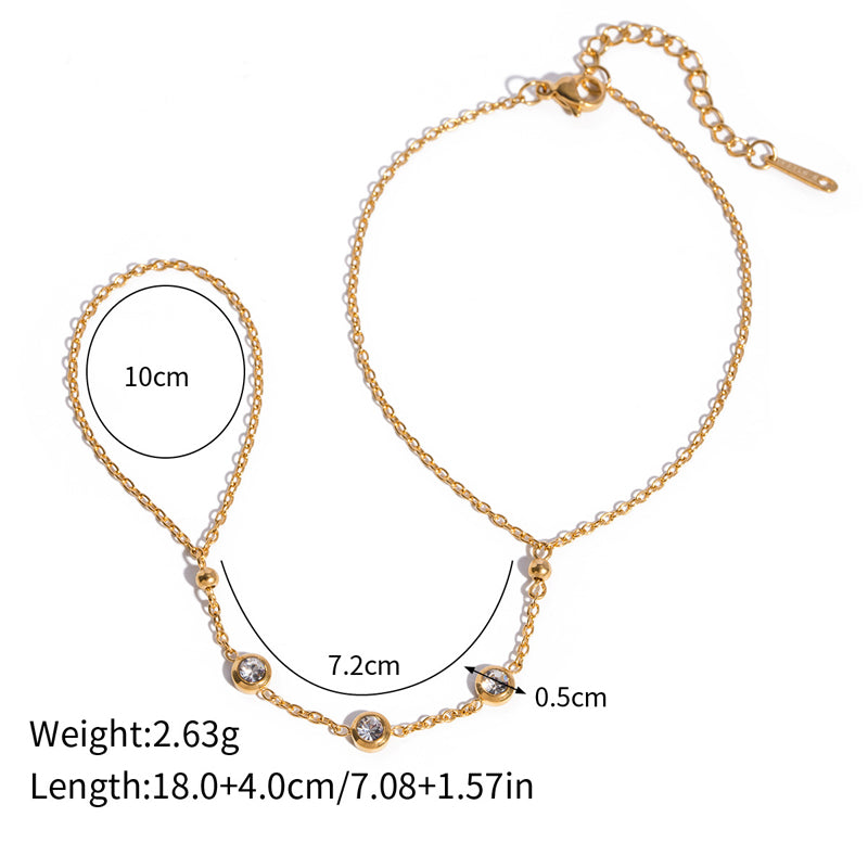 Bohemian Hand Chain Bracelet | Gold Bead Ring Design