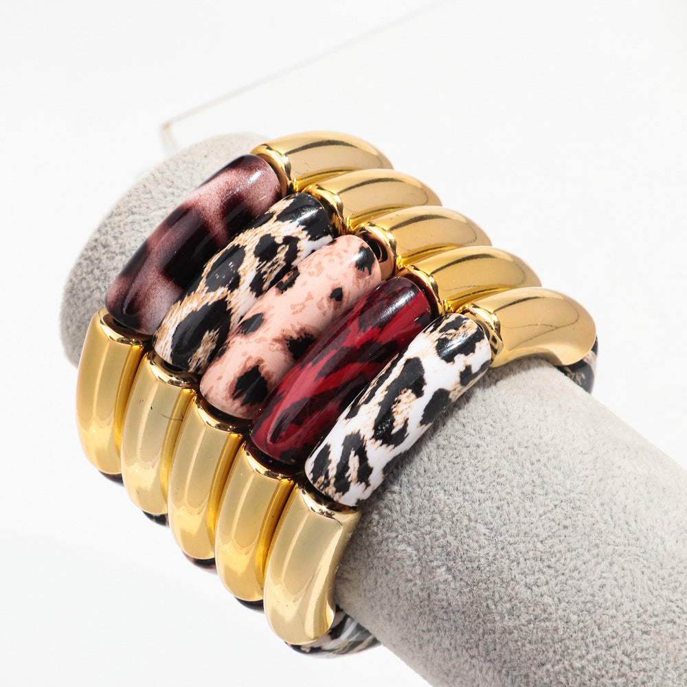 Gold & Animal Print Resin Bangle Bracelet – Stacked Luxury