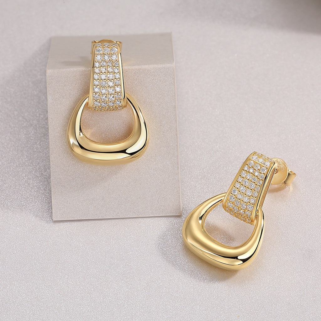 Moissanite Doorknocker Earrings – 18K Gold Plated S925 Silver | GRA Certified