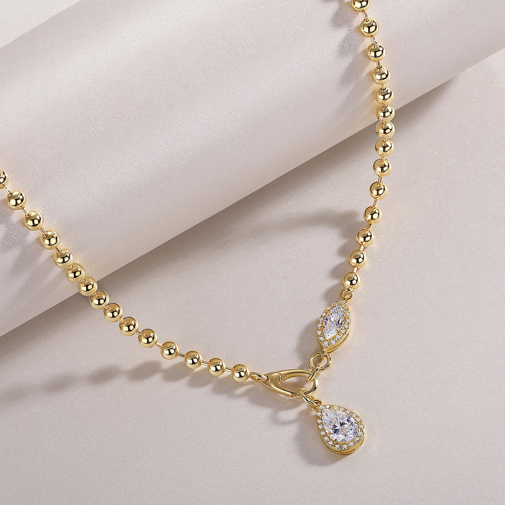 Pear Cut Moissanite Pendant Necklace – 925 Sterling Silver | 6×9mm | 40cm Chain